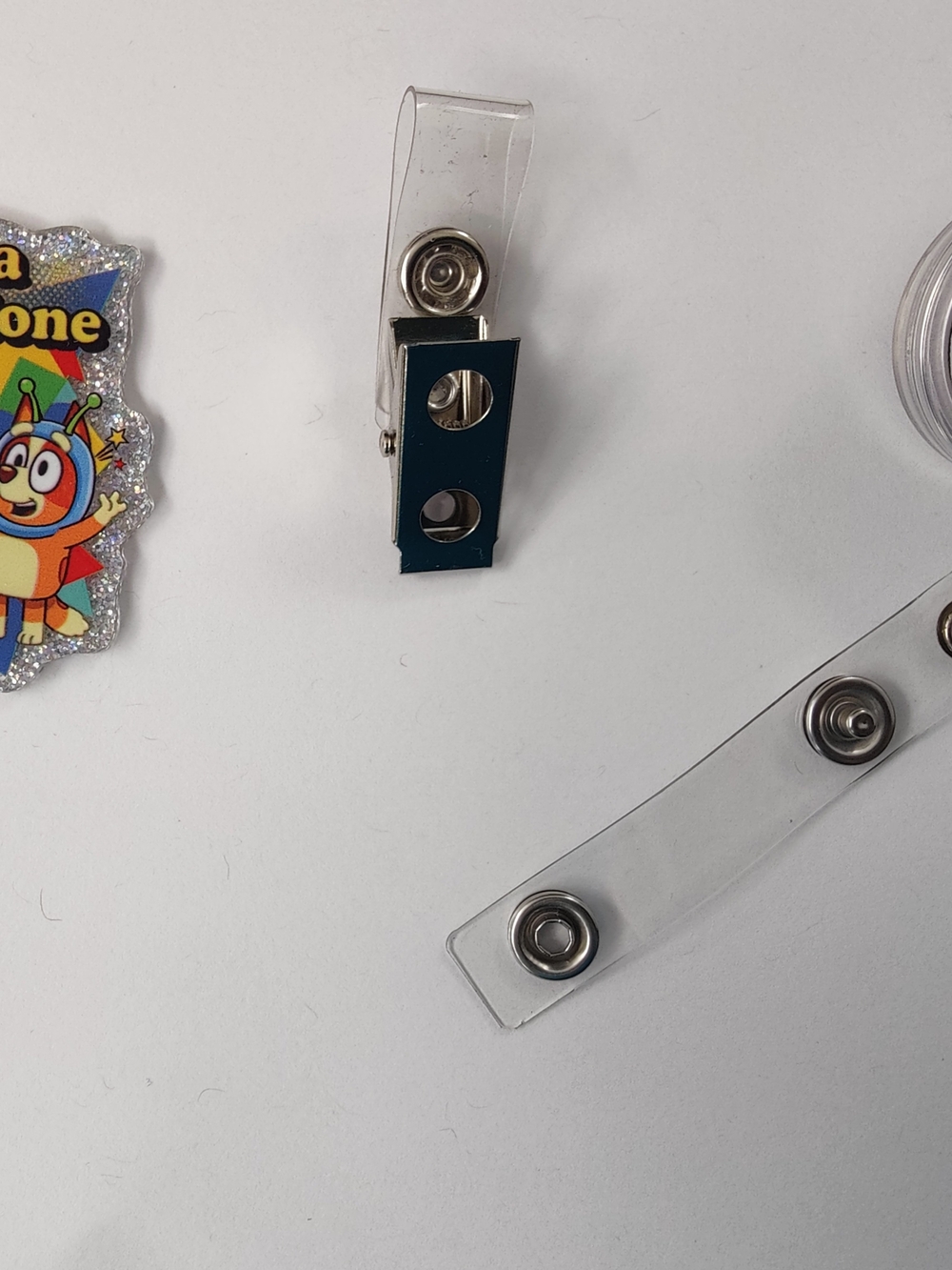 Handmade Badge Reel- Bluey And Bingo Superhero